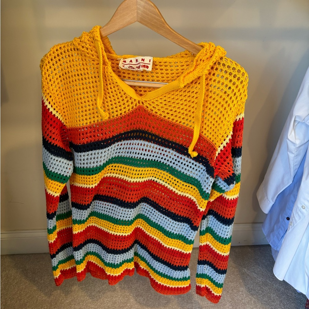 Marni Striped V-neck Hoodie